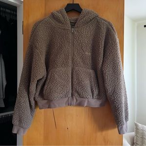 SKIMS - brown teddy zip up